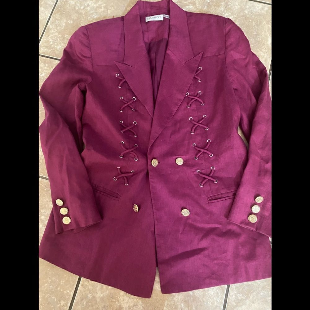Pia Rucci M Linen Magenta Blazer Jacket